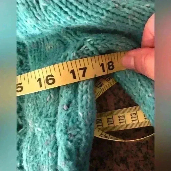 VTG New York and Company Teal? White knit Braided Sweater Women Small - Picture 4 of 10